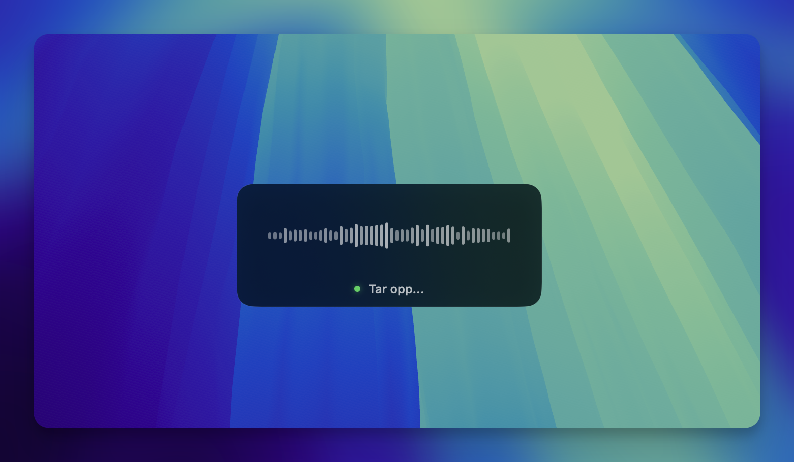 Kviskr push-to-talk norsk diktering på macOS
